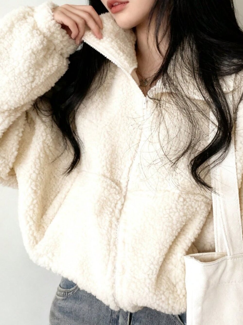 Apricot Casual Women's Elegant Zip-Up Short Teddy Coat - Picture 11 of 11